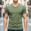 Aeronautica Militare t-shirt męski koszulka khaki z dekoldem V